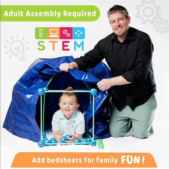 New Glow Fort Building Kit 120 Pieces STEM Learning Playhouse for Kids - Picture 3 of 6